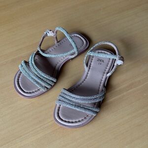 Zara Kids Beige and Glitter Sandals.